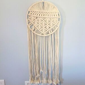 BOHEMIAN MACRAME WALL HANGING ART DREAM CATCHER BOJO CREAM NATURAL HOME DECOR